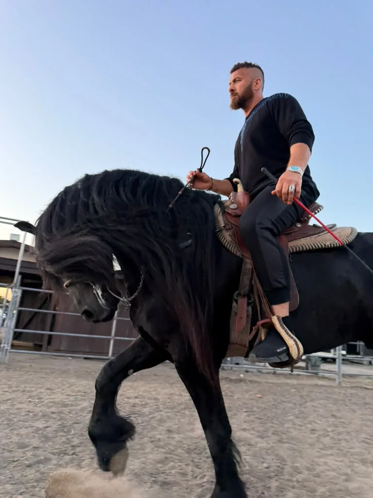 On horseback